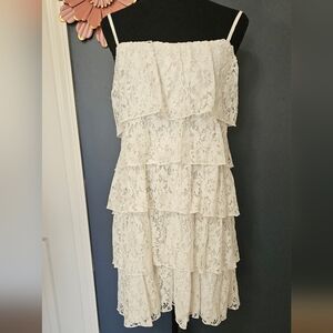 Arula Ivory Lace Tiered  Mini Dress Plus Size X